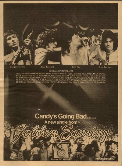 USA Magazine ad for Golden Earring USA Fall Tour 1974